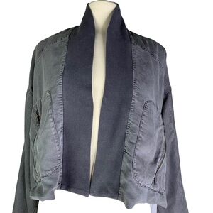 Young Fabulous & Broke Small Fara Gray Cropped Jacket Open Front Dolman Sleeves